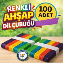 Nistabolje 100 Adet Renkli Geniş Dil Çubuğu Abeslang 14 cm Hobi ve Okul Aktiviteleri İçin
