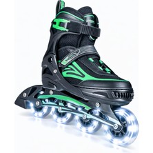 Sportaj Siyah Inline Paten Beyaz LED Işıklı Silikon Teker Taj-J1 Pro 3 In 1 Teker Ayarlı