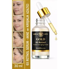 Krea Life KREALIFE Gold , 6x Retinol Serum Akne, Sivilce ve Cilt Lekesi & Kırışıklık Karşıtı, 30 ml