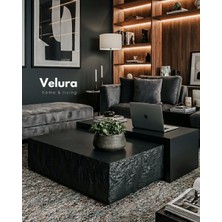 Velura Home & Living Nora Orta Sehpa - Siyah Taş & Siyah Ahşap