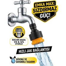 Emka Musluk ve Hortum Bağlantı Adaptörü 1/2 - 3/4 Uyumlu - Bahçe Hortum Bağlantı Aparatı Jaklı
