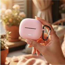 Caseonn Xiaomi Redmi Buds 8 Active Kılıf Askı Aparatlı Mat Silikon Pembe