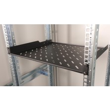 Lande 19” 1u Sürgülü Rack Raf – 400 mm Derinlik (Siyah)
