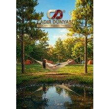 Çadır Dünyası Premium Hamak Seti - 150X260 cm Ekstra Geniş Boy, 2 Halkalı Sabitleme Takımı ve 6 Metre Ip Hediyeli Taşıma Çantalı