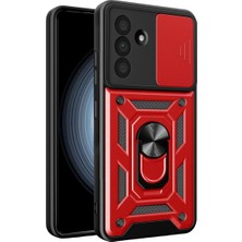 Mey İthalat Mey Ithalat®  Samsung Galaxy A57 5g Pars Lens Yüzüklü Silikon - Kırmızı