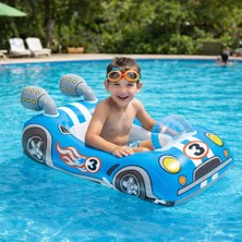 Nunu Çocuk Şişme Deniz Simidi 107-119 cm | Araba-Uçak-Köpekbalığı Figürlü Oturmalı Havuz & Deniz Simidi