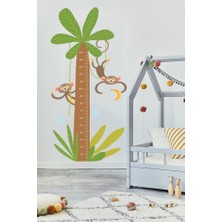 Eğlenceli Maymunlar ve Palmiye Ağacı Çocuk Boy Cetveli – Duvar Cetveli Takip Çizelgesi