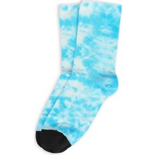 Mudomay Kadın Roll Top Lastiksiz Batik Desen Mavi