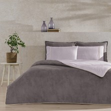 Taç Riven Biyeli Tek Kişilik Nevresim Takımı (2 Yastık Kılıflı)-Gri