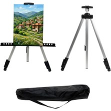 Temel Katlanabilir Alüminyum Tripod Şövale - Ayarlanabilir, Ultra Hafif, Taşıma Çantalı, Gümüş