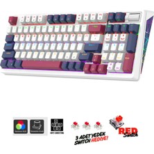 Sarftech K85 Tam Mekanik Red Switch Reinbow Tasarım Işıklandırmalı Kontrolcü 96 Tuş Gaming Oyuncu Klavyesi