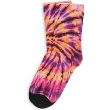 Mudomay Kadın Roll Top Lastiksiz Batik Desen Mor