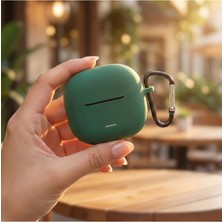 Caseonn Xiaomi Redmi Buds 8 Active Kılıf Askı Aparatlı Mat Silikon Koyu Yeşil