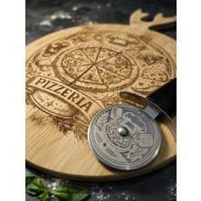 Perotti Bambu Ahşap Pizza Sunum Tahtası 38CM Geyik Boynuzlu Sap