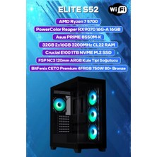 Game Garaj Elite S52 Amd R7 5700 32GB Ram 1tb SSD RX9070 Freedos Oyuncu Oem Paket