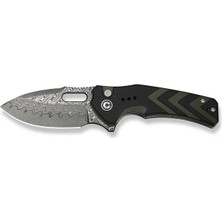 Civivi Vexron Milled Black & Green G10 Handle Damascus Blade Çakı