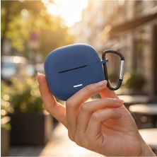 Caseonn Xiaomi Redmi Buds 8 Active Kılıf Askı Aparatlı Mat Silikon Lacivert