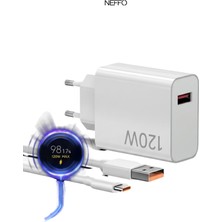 Neffo 120W Hızlı Şarj Adaptörü Usb-A To Type-C Kablolu | Android & Ios Uyumlu Çift Turbo Hızlı Şarj Cihazı
