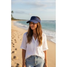 Trend Nexus LACİVERT VİZÖR ŞAPKA-AYARLANABİLİR TERLETMEZ YAZLIK PLAJ&SPOR