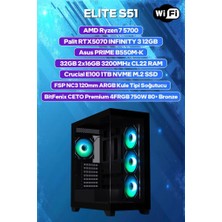 Game Garaj Elite S51 Amd R7 5700 32GB Ram 1tb SSD RTX5070 Freedos Oyuncu Oem Paket