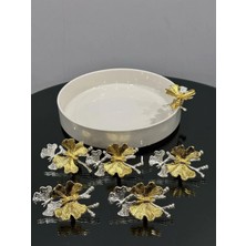 Alfafe Home 6 Lı Kelebek Aksesuar Cam ve Porselen Tutucu Tüm Servis Sunum Tabaklarıyla Uyumludur