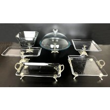 Alfafe Home 6 Parca Döküm Ayaklı  Gümüş Cam Sunumluk