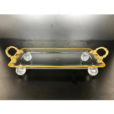 Alfafe Home Paşabahçe Kristal Metal Ayaklı Yaldızlı Sunumluk Kurabiyelik Tepsii
