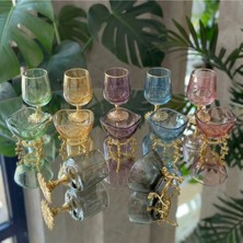 Alfafe Home 12 Parça Renkli Kahve Yanı 6 Lı Su Bardağı ve 6 Lı Lokumluk - Şekerlik