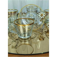 Alfafe Home Paşabahçe Vela Fincan Takımı  12 Parça 6 Kişilik Kelebekli Yaldızlı Hediyelik Çeyizlik