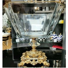 Alfafe Home Avangard Döküm Ayaklı Yaldızlı Köşeli Kare Salata Kasesi Sunumluk