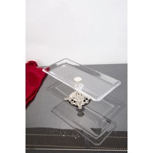 Alfafe Home Nude Gümüş Detaylı Dikdörtgen Tepsi Servis Sunum Tepsisi 30X14X15 cm