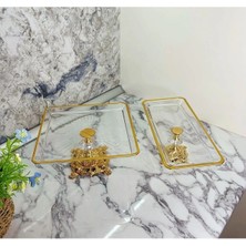 Alfafe Home 2 Parça Gold Pasta Sunumluk Kurabiyelik Seti