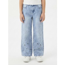 Escabel Kız Çocuk Çiçek Nakışlı jean Pantolon 4-13 Yaş 26164