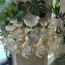 Alfafe Home Paşabahçe Gold Detaylı Metal Ayaklı Sunum ve Servis Seti Pasta,magnolia,çay Seti,kurabiyelik