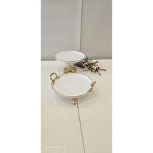 Alfafe Home 2.parca Ayaklı Porselen Sunumluk Gold