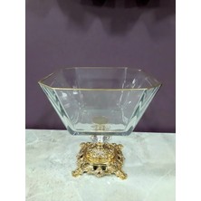 Alfafe Home Avangard Gold Döküm Ayaklı Yaldızlı Cam Kase Muhteşem Sunumluk