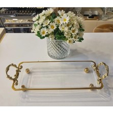 Alfafe Home Metal Kulplu Kristal Servis Tabağı Meze Tabağı