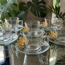 Alfafe Home Paşabahçe Gümüş Vela Fincan Takımı 12 Parça 6 Kişilik Kelebekli Hediyelik Çeyizlik