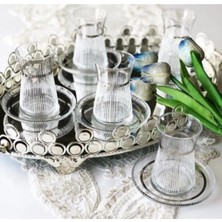 Alfafe Home Handmade Gümüş Işlemeli 6 Kişilik Çay Seti