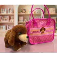 Farbu Oyuncak Sevimli Yavru Köpek Taşıma Seti - Peluş Oyuncak ve Pembe Çanta Oyuncak Seti