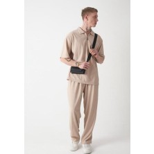 Erkek Oversize Fermuarlı Polo Yaka T-Shirt