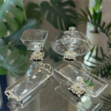 Alfafe Home Fanuslu 4 Parça Gold - Gümüş Kristal Sunum ve Servis Seti