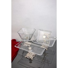 Alfafe Home Gümüş Detaylı Metal Ayak 4 Parça Sunum Seti
