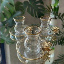 Alfafe Home Lüx 6 Kişilik 12 Parça Kelebekli Gold Yaldızlı Çay Seti
