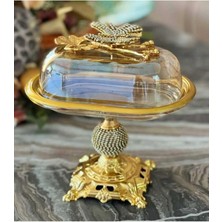 Alfafe Home Kelebek Detaylı Elmas Kesim Gold Metal Ayaklı Sunumluk | Tereyağlık – Peynirlik – Kahvaltılık