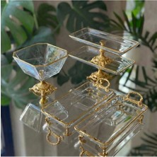 Alfafe Home Vintage 5 Parça Gold Kristal Sunum ve Servis Seti