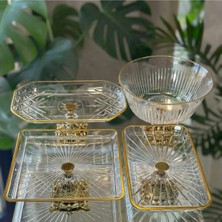 Alfafe Home Elegant 4 Parça Gold Kristal Sunum ve Servis Seti