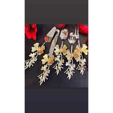 Alfafe Home 5 Li Servıs Seti Kelebek Detaylı Altın