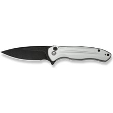 Civivi Button Lock Kitefin Silver Aluminum Handle Black Stonewashed 14C28N Blade Çakı