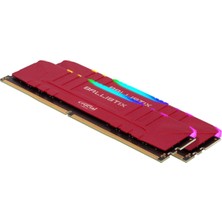 Crucial Ballistix BL2K16G36C16U4RL Rgb, 3600 Mhz, Ddr4, Dram, Masaüstü Oyun Bellek Kit, 32 GB (16 Gbx2), CL16, Kırmızı